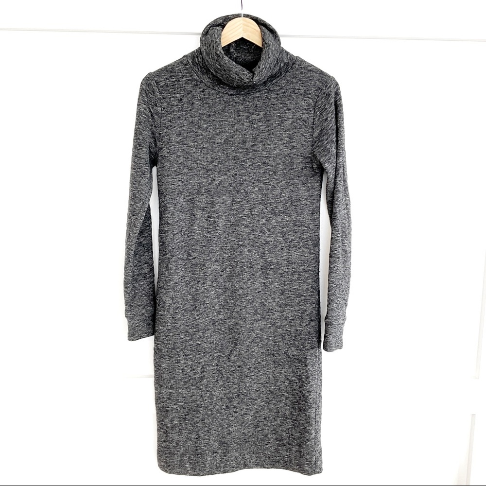 Madewell Long Sleeve Turtleneck Sweater Dress Marled Grey Size XS